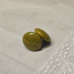 Green Bakelite Screw Back Earrings